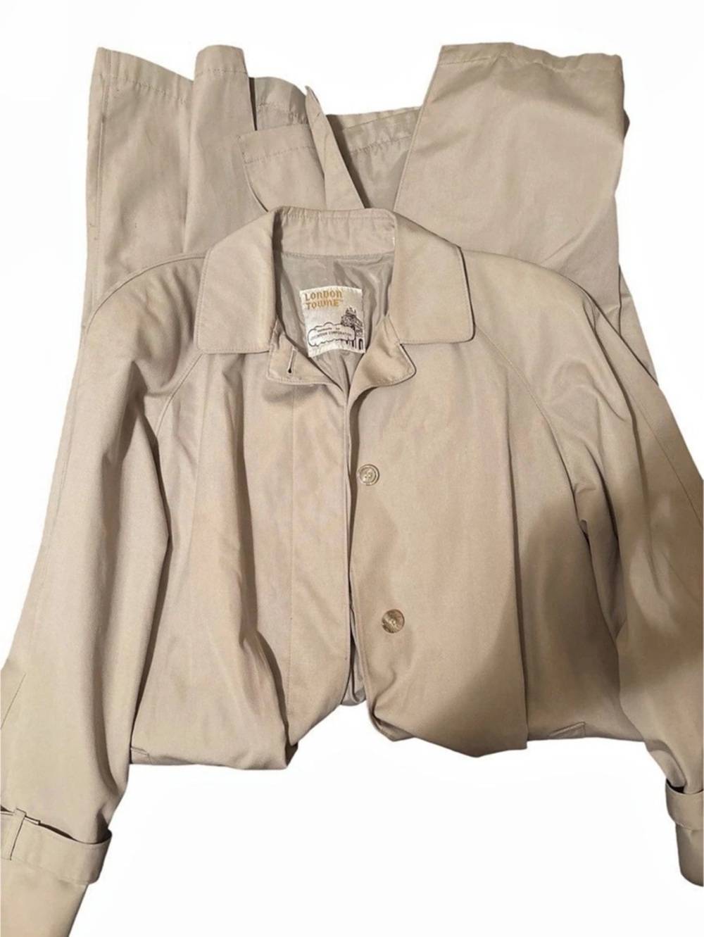 Vintage 80s London Towne Women's Trench Coat Beige Size 14